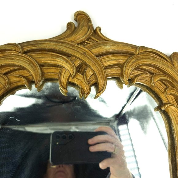 Vint Syroco Wall Mirror Rectangle Gold Ornate Carved Wood MC Hollywood USA 21.5" - Picture 3 of 15
